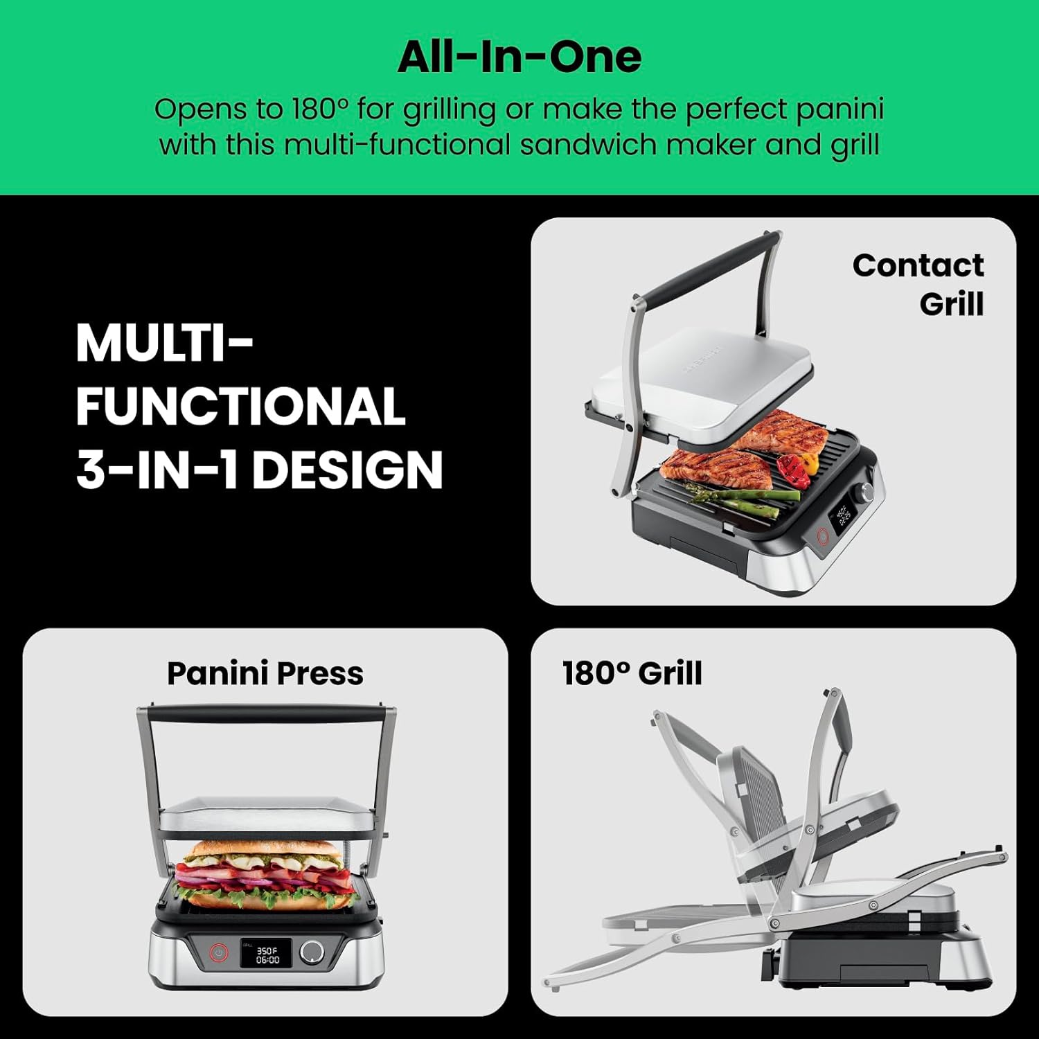 5-in-1 Press Grill Sandwich Maker